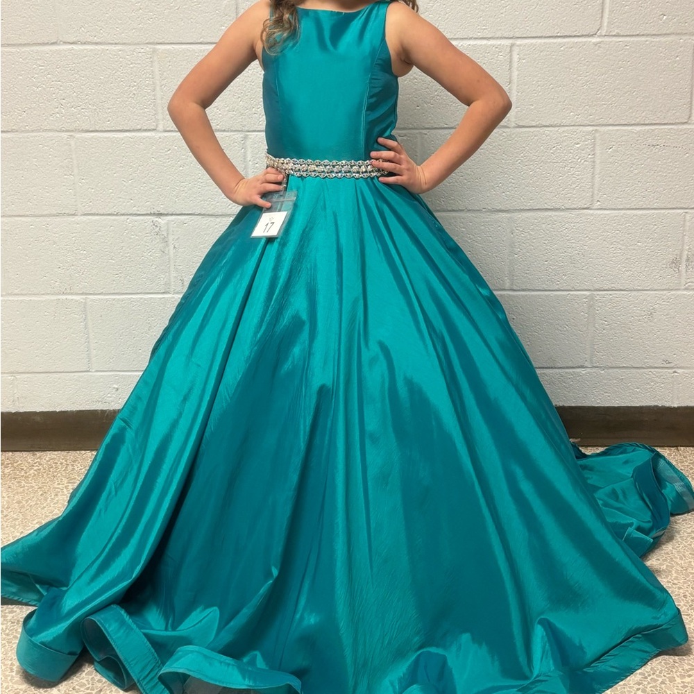 Elegant Teal Kids Pageant Dress